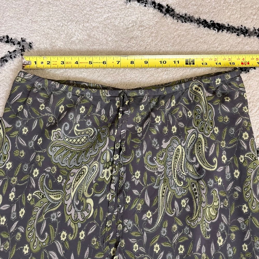 Vintage Central Falls Maxi Skirt L Green Olive Paisley Boho Fairy Phoebe USA 90s - Picture 4 of 7